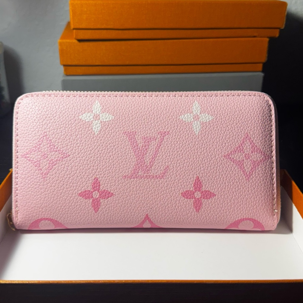 LV Pink Monogram Zipper Wallet